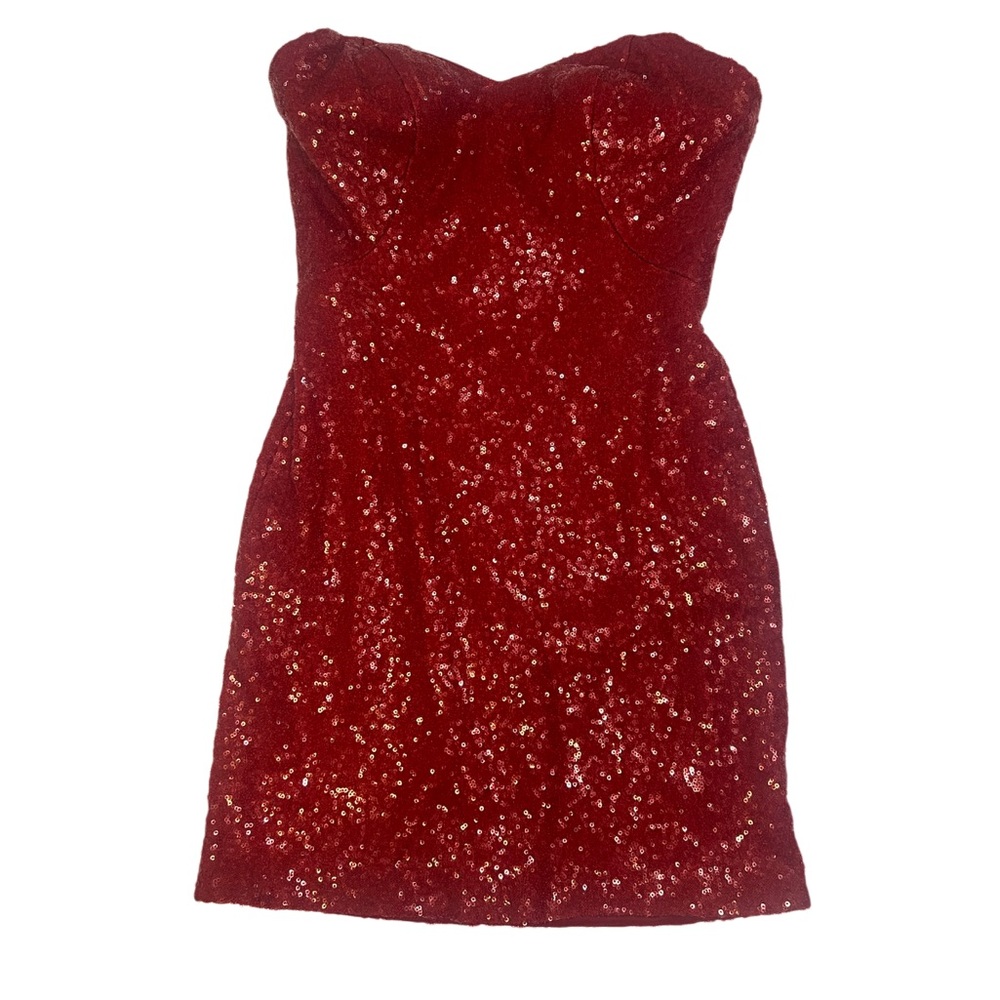 La Femme Red Sequin Tube Mini